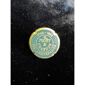 Vintage Moet & Chandon 250th Anniversary Pin 1743-1993 Green Gold Enamel